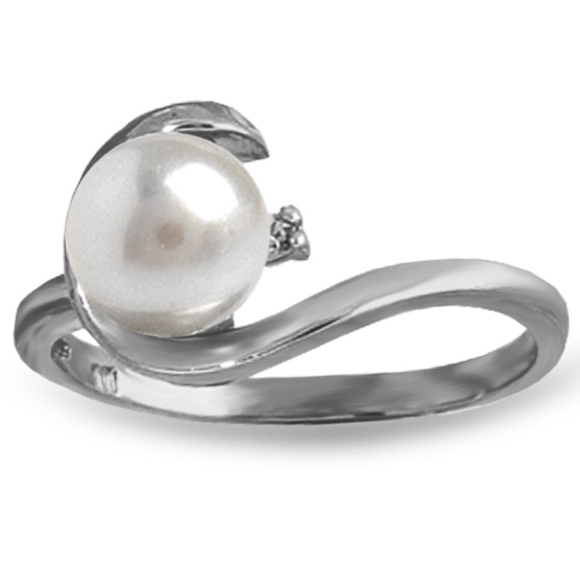 GOLD RING WITH NATURAL DIAMOND & PEARL - Picture 3 of 5
